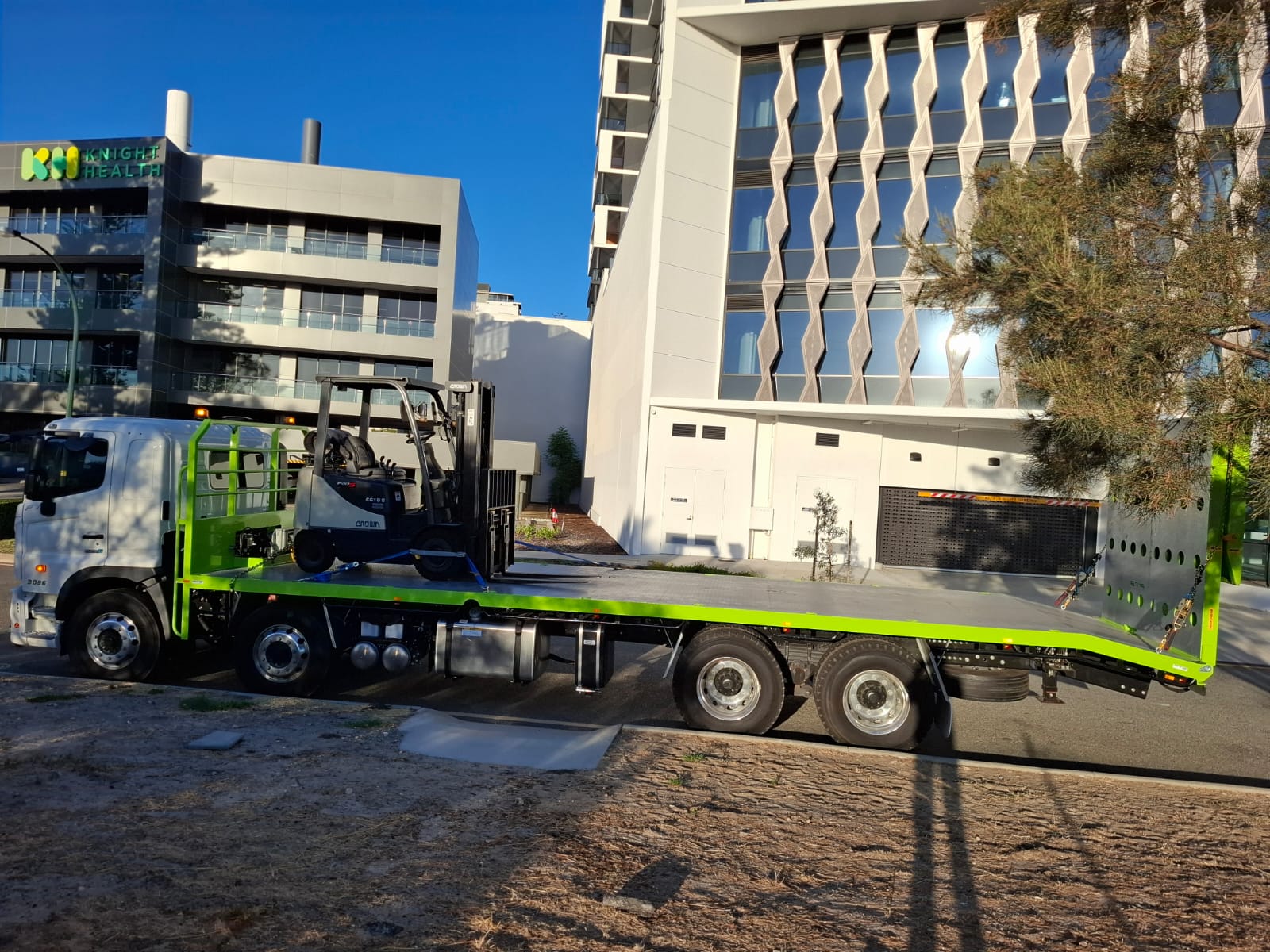 Crown forklift delivered by Ozwest Transport to South Perth